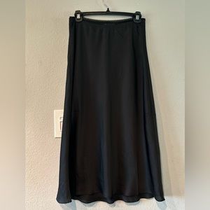 Black satin-like midi skirt